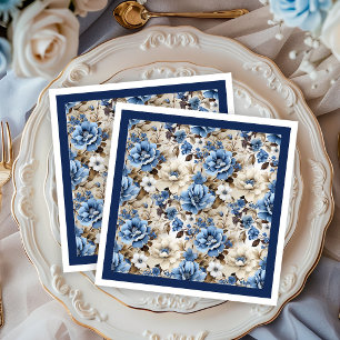 Sofisticated Navy Blaues Blumen Luxus Dinner Serviette
