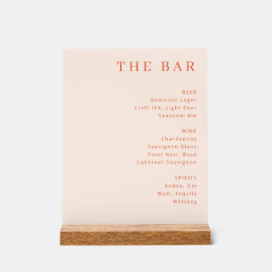 Sofisticated Pfirsich Minimalistische Bar Menu Acrylschild