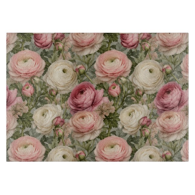 Sofisticated Ranunculus Blumenprint Schneidebrett (Vorderseite)