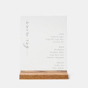 Sofisticertes Graustufen-Minimalist-Bar-Menü Acrylschild
