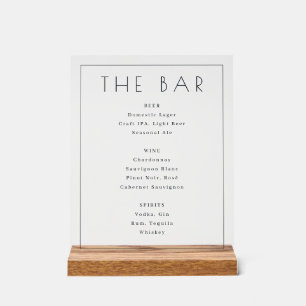 Sofisticertes minimalistisches Getränkemenu Acrylschild
