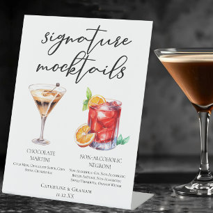 Sofistiche alkoholfreie Hochzeits-Mocktails Sockelschild