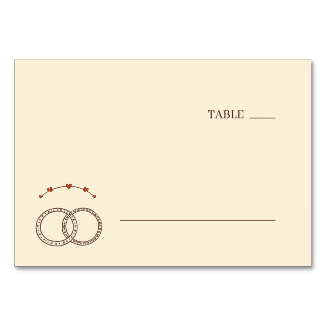 Sofisticierte Beige-Minimalist-Ringe und -Herzen Tischnummer (Vorderseite)