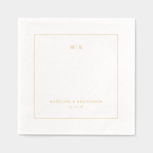 Sofisticierte goldene minimalistische Initialen Servietten Mit Folie