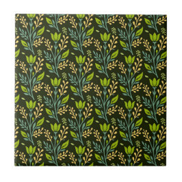 Sofisticiertes blaues und beige Blumendesign  Fliese