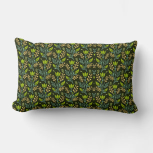 Sofisticiertes blaues und beige Blumendesign Lendenkissen