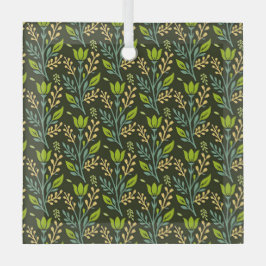 Sofisticiertes blaues und beige Blumendesign  Ornament Aus Glas