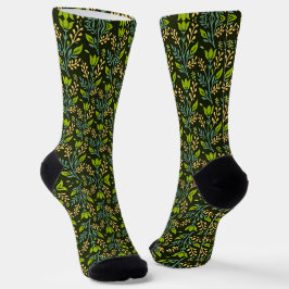 Sofisticiertes blaues und beige Blumendesign  Socken