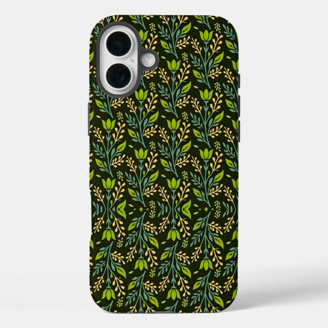 Sofisticiertes blaues und beiges Blumenmuster-Desi Case-Mate iPhone Hülle (Rückseite)