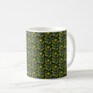 Sofisticiertes blaues und beiges Blumenmuster-Desi Kaffeetasse