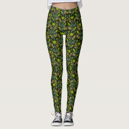 Sofisticiertes blaues und beiges Blumenmuster-Desi Leggings