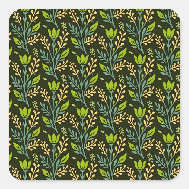 Sofisticiertes blaues und beiges Blumenmuster-Desi Quadratischer Aufkleber (Vorderseite)