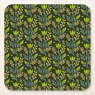 Sofisticiertes blaues und beiges Blumenmuster-Desi Rechteckiger Pappuntersetzer