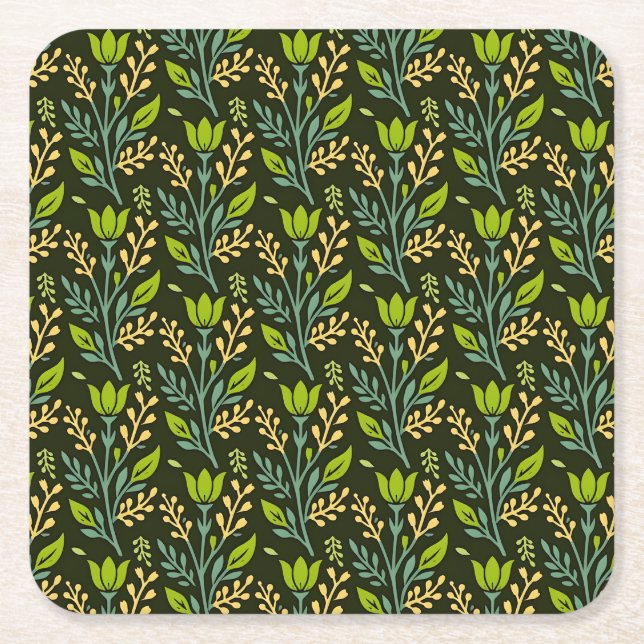 Sofisticiertes blaues und beiges Blumenmuster-Desi Rechteckiger Pappuntersetzer (Vorderseite)