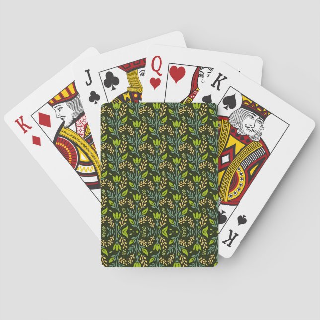 Sofisticiertes blaues und beiges Blumenmuster-Desi Spielkarten (Rückseite)