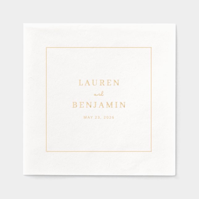 Sofisticiertes Creme-Gold Minimalistisch Servietten Mit Folie (Vorderseite)