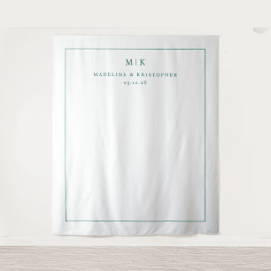 Sofistische Teal-Minimalist-Initialen Wandteppich