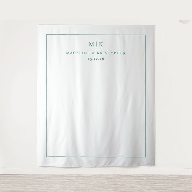 Sofistische Teal-Minimalist-Initialen Wandteppich (Vorderseite)