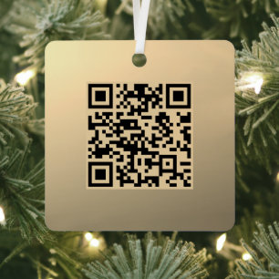 Sofort bearbeitbare QR-Code-Vorlage Faux Gold Ornament Aus Metall