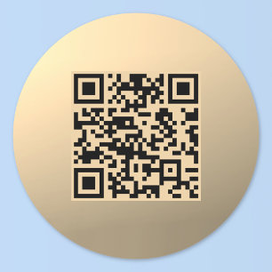 Sofort bearbeitbare QR-Code-Vorlage Faux Gold Runder Aufkleber
