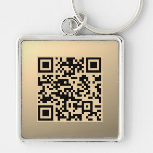 Sofort bearbeitbare QR-Code-Vorlage Faux Gold Schlüsselanhänger