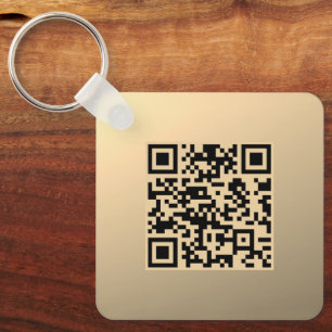 Sofort bearbeitbare QR-Code-Vorlage Faux Gold Schlüsselanhänger