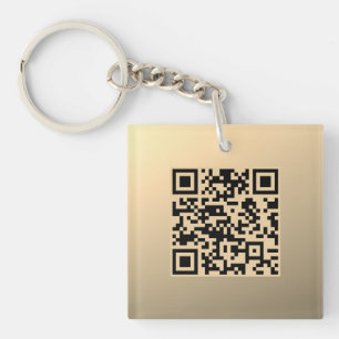 Sofort bearbeitbare QR-Code-Vorlage Faux Gold Schlüsselanhänger