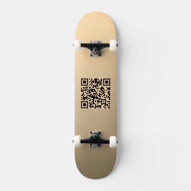 Sofort bearbeitbare QR-Code-Vorlage | Faux Gold Skateboard (Vorderseite)