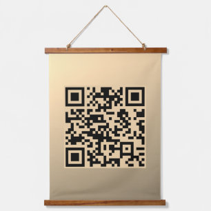 Sofort bearbeitbare QR-Code-Vorlage Faux Gold Wandteppich Mit Holzrahmen