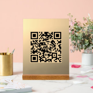 Sofort bearbeitbare QR-Codevorlage   Imitate Gold Acrylschild