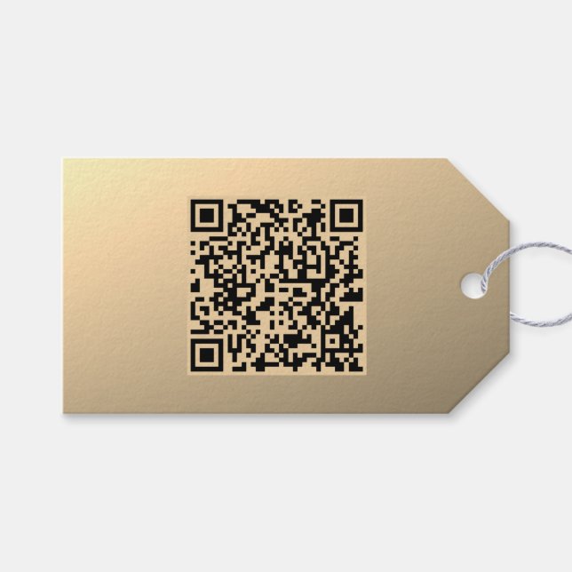 Sofort bearbeitbare QR-Codevorlage | Imitate Gold Geschenkanhänger (Vorderseite (Horizontal))
