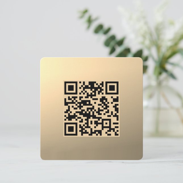 Sofort bearbeitbare QR-Codevorlage | Imitate Gold Mitteilungskarte (Stehend Vorderseite)