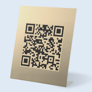 Sofort bearbeitbare QR-Codevorlage Imitate Gold Sockelschild