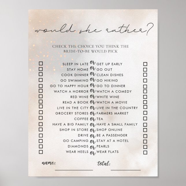 Sofort Download Cloud 9 Brautparty Game Poster (Vorne)