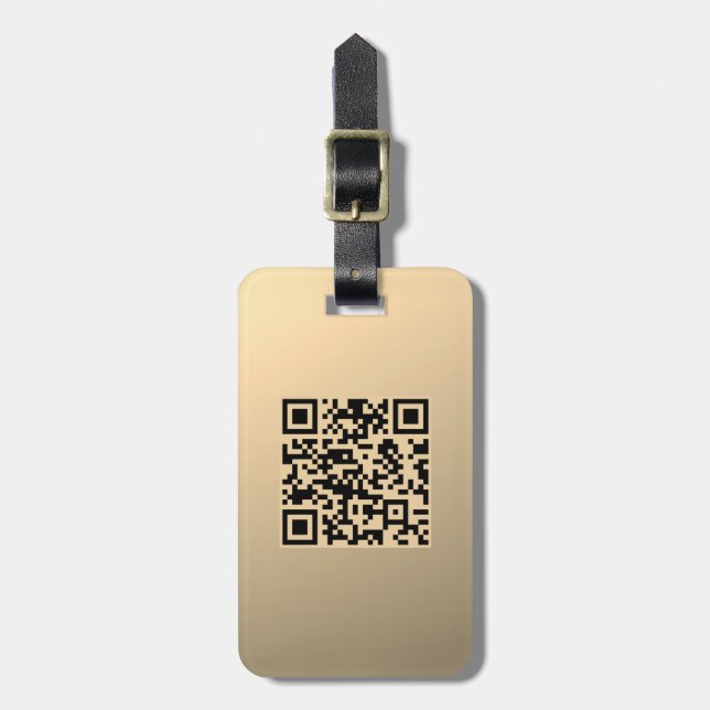 Sofort editierbare QR-Code-Vorlage | Faux Gold Gepäckanhänger (Vorderseite vertikal)