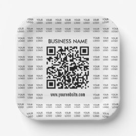 Sofort erstellbarer scannbarer QR-Code und Logomus Pappteller
