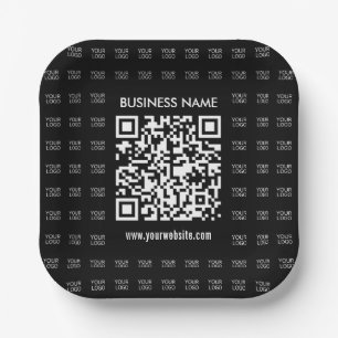 Sofort erstellbarer scannbarer QR-Code und Logomus Pappteller