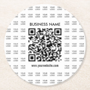 Sofort erstellbarer scannbarer QR-Code und Logomus Runder Pappuntersetzer