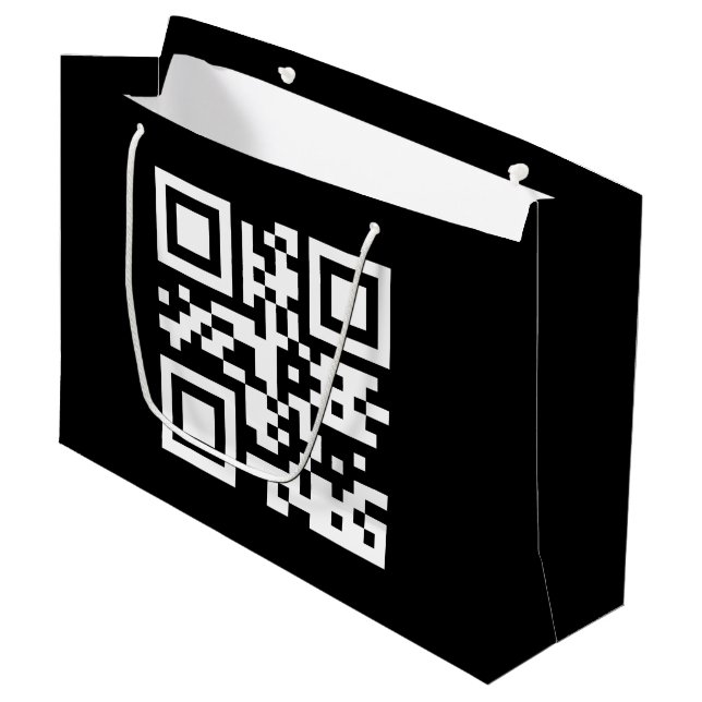 Sofort erstellten QR-Code (durch Eingabe Ihrer URL Große Geschenktüte (Vorderseite Schrägansicht)