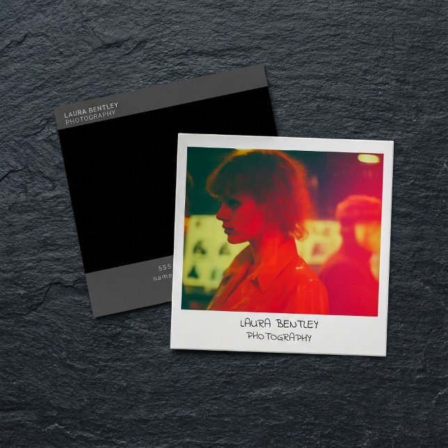 Sofortbild-Visitenkarte im Retro-Stil (Retro style instant photo square business card.)