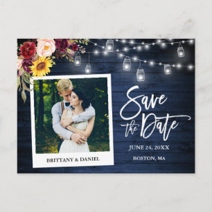 Sofortige Camera Floral Jars Blue Wood Save the Da Postkarte