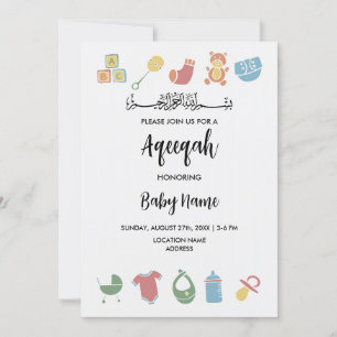 Sofortige Minimalistische Aqeeqah-Aqiqah-Einladung Einladung