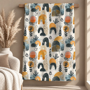 Sofortige Terrakotta-Schwarze Decken-Design-Kunst Fleecedecke
