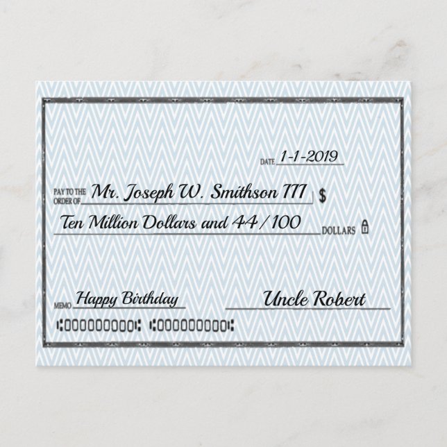 Sofortiger Millionär-Karo Postkarte (Vorderseite)