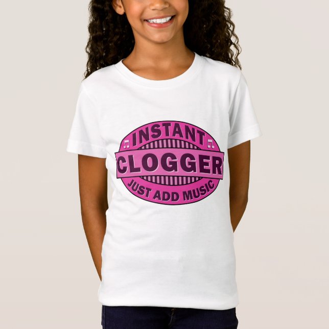 Sofortiges Clogger addieren gerade Musik-Rosa T-Shirt (Vorderseite)