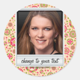 Sofortiges Foto - Fotoframe mit Muster Runder Aufkleber