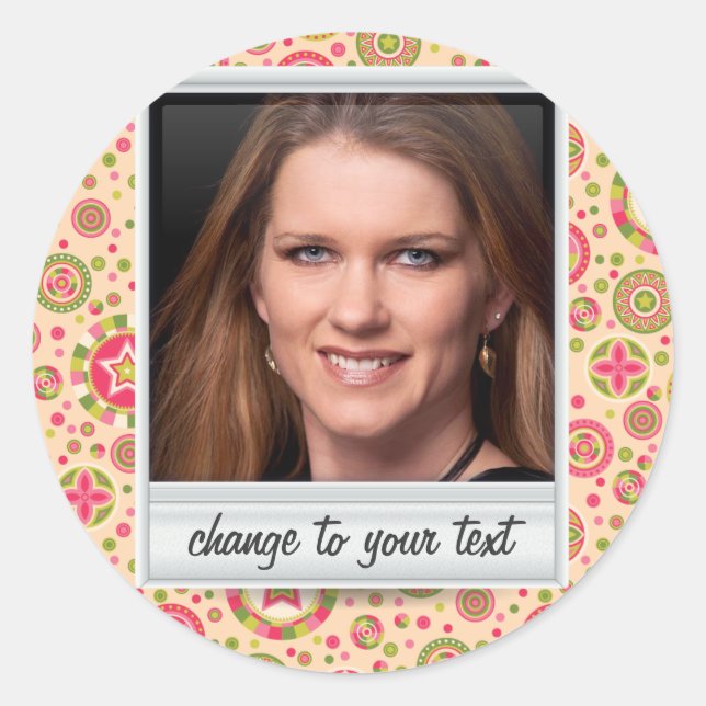 Sofortiges Foto - Fotoframe mit Muster Runder Aufkleber (Vorderseite)