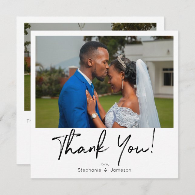 Sofortiges Foto & Typografie Danke Karte - 2 Foto (Vorne/Hinten)