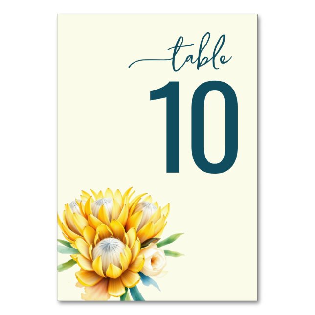 Sofortiges Teal-Blumen-Nummernschild Tischnummer (Vorderseite)