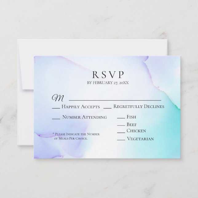 *~* Soft Abstrakt Lavendel Mint Wedding RSVP (Vorderseite)